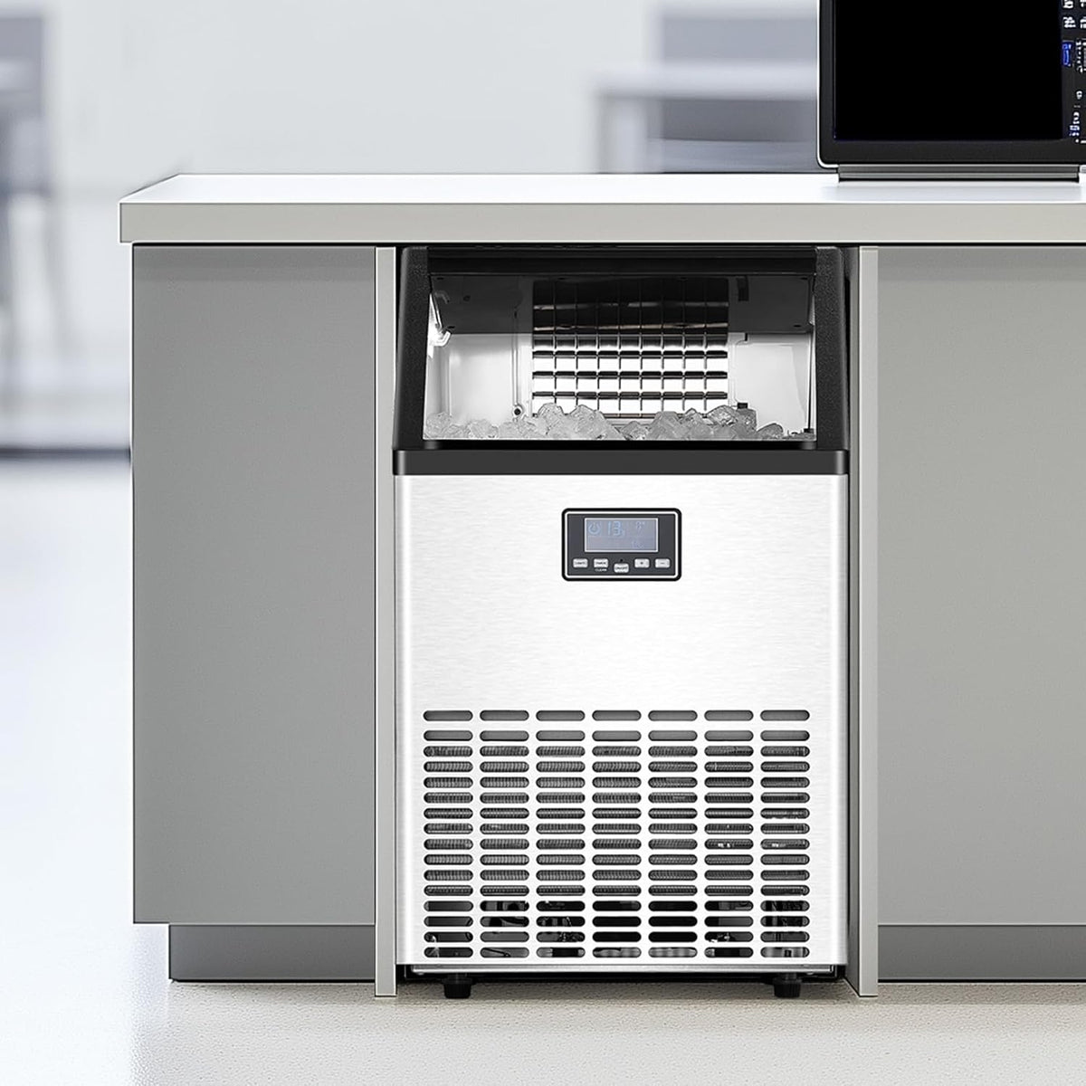 VEVOR Commerciële ijsmachine, 24 uur, 45 ijsblokjes in 15 minuten, vrijstaande ijsmachine met 13 lbs grote opslagcapaciteit voor bar, kantoor, restaurant