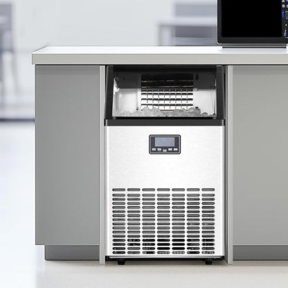 VEVOR Commerciële ijsmachine, 24 uur, 45 ijsblokjes in 15 minuten, vrijstaande ijsmachine met 13 lbs grote opslagcapaciteit voor bar, kantoor, restaurant
