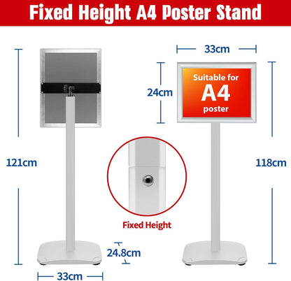 Schildstandaard Display – Posterstandaard – Infostandaard – Menustandaard – Bordstandaard – Zilver, Set van 3 – DIN A4 – 360° Draaibaar en 180° Kantelbaar – Zware Metalen Voet van 2,6 kg