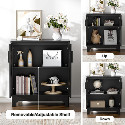 Keukenkast, keukenkast met werkblad, verstelbare plank, landhuisstijl, dressoir voor keuken, woonkamer, hal en eetkamer, zwart 80 x 40 x 89 cm