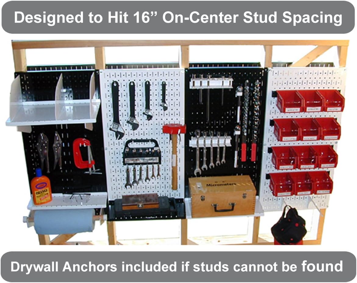Wall Control Pegboard Organizer 4 ft. Metalen Pegboard Standaard Tool Opslag Kit met Zwart Gereedschap en Zwarte Accessoires