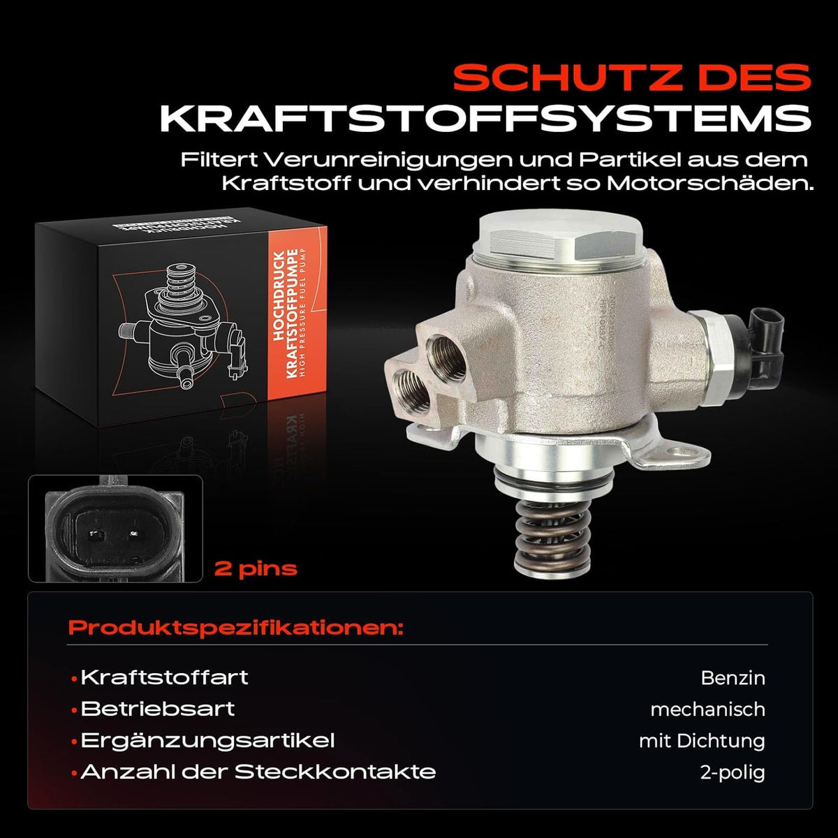 Hogedrukpomp – Brandstofpomp – Brandstofdrukpomp – Injectiepomp – Mechanische Pomp – Voor 2.8L/3.2L Benzinemotoren – Met Afdichting – Directe Vervanging