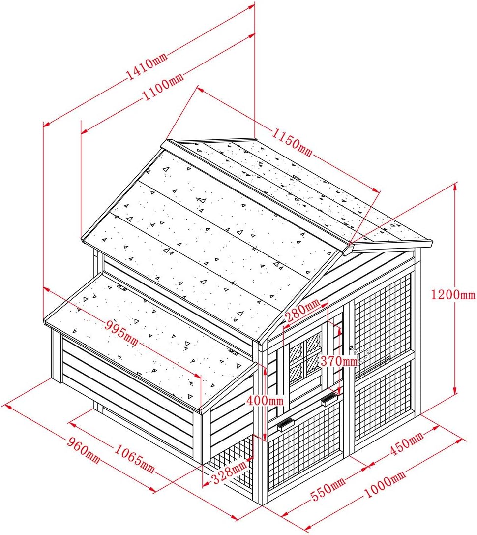 Winter-proof chicken coop, weatherproof, chicken house, XXL large quail coop, picker paradise, made of solid wood, suitable for 2-4 chickens, also as duck coop, rabbit hutch - QUORE