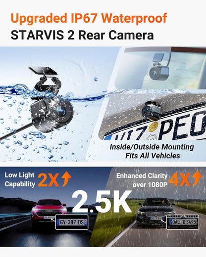 VANTRUE Starvis 2 N4 Pro S 4K dashcam voor de auto, 3-kanaals 4K + 1080P + 1440P met GPS, parkeerbewaking 24 uur, spraakbediening, IR-nachtzicht, LTE