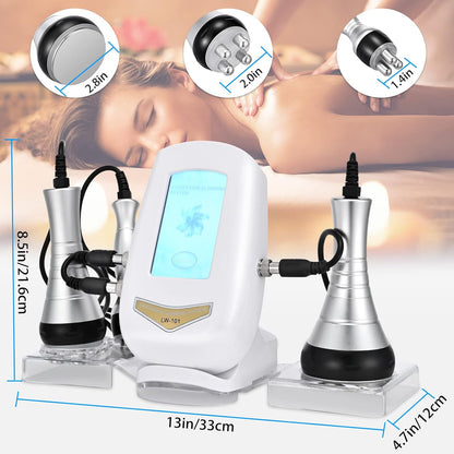 40K Afslankend Lichaam Machine – 3-In-1 Cavitatieapparaat – Ultrasoon Massageapparaat – RF Radiofrequentie Apparaat – Huidverstevigingsapparaat – 40K Ultrasone Technologie – 3 Opzetstukken En 4 Standen