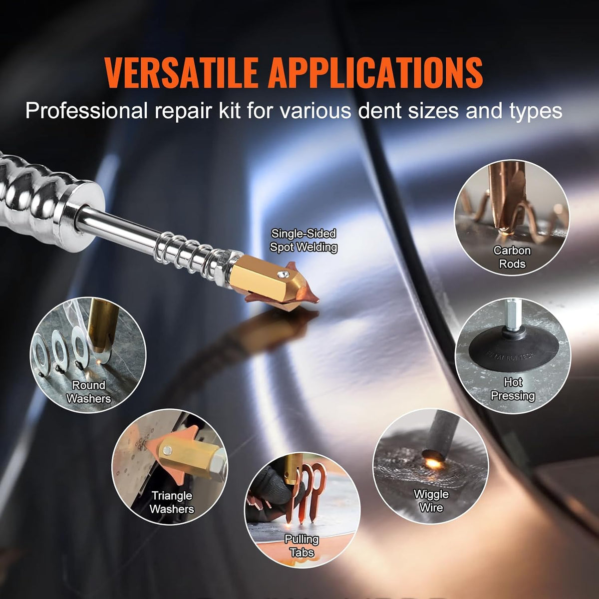 VEVOR Point Soldering Iron, Barrier Repair Kit, 1.8 KW, Spot Welding, Adjustable Power and 7 Modes, Dent Puller for Car and Truck