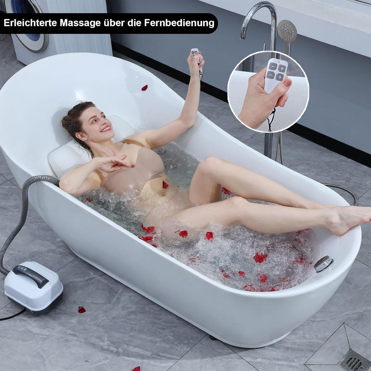 Badkuip Spa-Mat Met Kussen – Bubbelmat – Bubbelbad – Whirlpool – Badmat – Antislip Zuignappen – 6 Snelheden