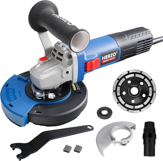HERZO Betonschuurmachine, betonfrees, set met diamantslijpkop en afzuigkap, 1400 W (125 mm)
