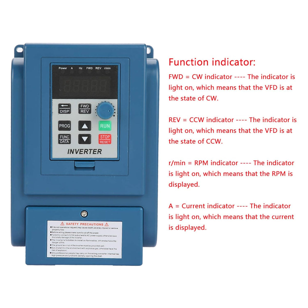Frequentieregelaar, 3-fasen instelbare snelheidsregelaar Inverter VFD 380V 1.5kW voor motorsnelheidsregeling