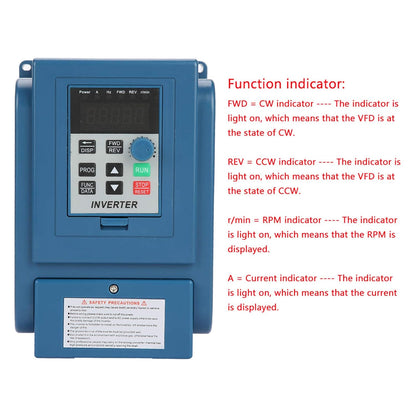 Frequentieregelaar, 3-fasen instelbare snelheidsregelaar Inverter VFD 380V 1.5kW voor motorsnelheidsregeling
