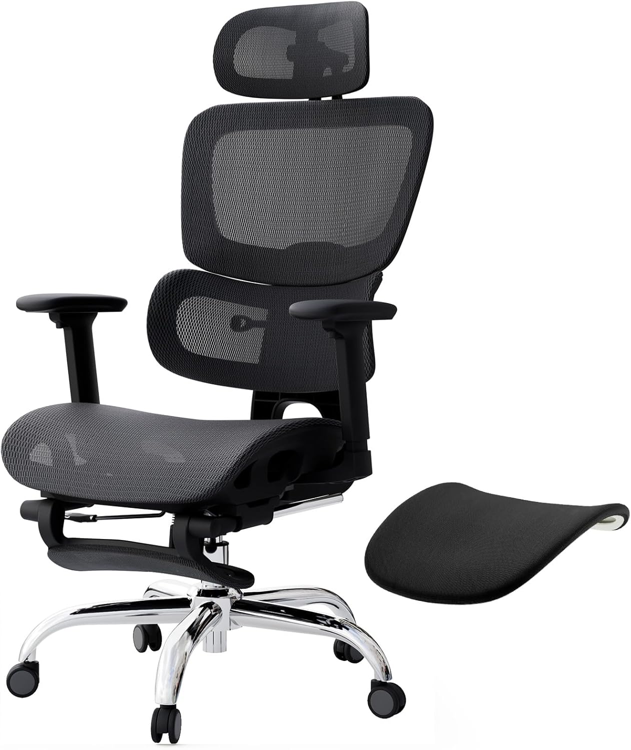 Bureaustoel – Ergonomische Stoel – Office Chair – Gamingstoel – Computerstoel – Volledig Mesh Design – Verstelbare Rugleuning & Voetsteun