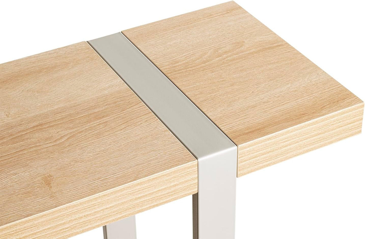 HAKU Consoletafel, eiken, grijs, metaal, spaanplaat, afmetingen: B 120 x H 82 x D 30 cm, stijl: modern