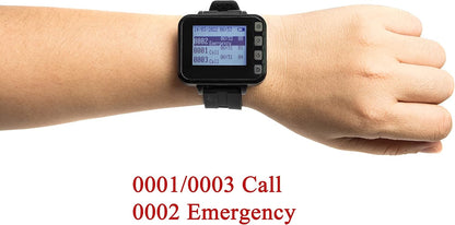 Caregiver Pager Wireless Caregiver Call Button-Wireless Calling System for Restaurant Hospital Clinic Nursing Home10 Portable Transmitters 1 Plugin Receivers 2 Watch Receiver - QUORE