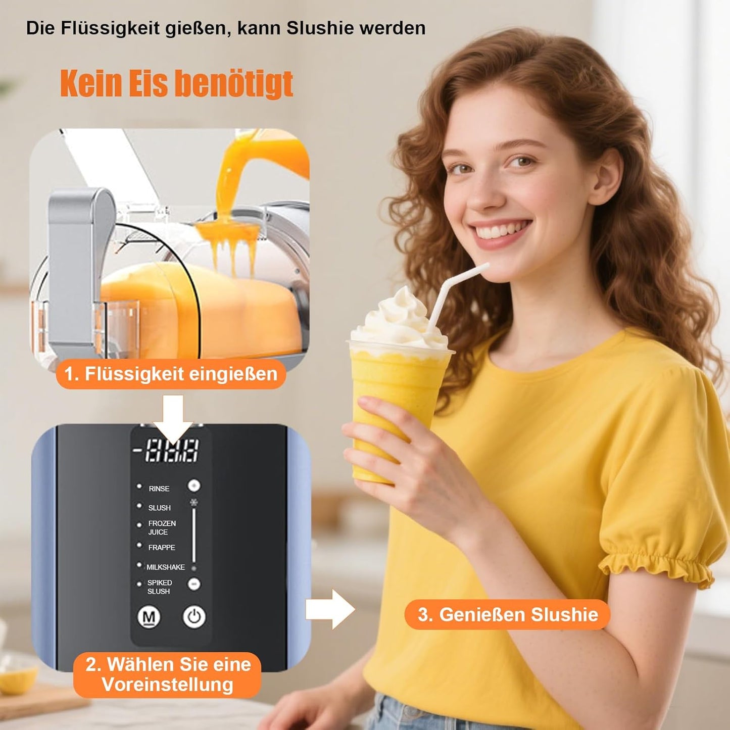 Slush-machine voor thuis, geen ijs nodig, automatische reiniging, bevroren drankmachine met 5 vooraf ingestelde programma's, voor het maken van slushie