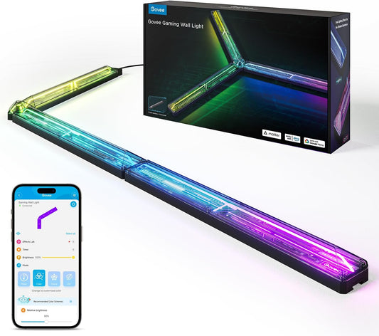 Govee LED Gaming Glide Wall Light, RGBIC Wall Lamp with DIY Cyberpunk Style Shapesand Multicolours, 60+ Scenes Lighting Effects, Smart Light Work with Matterand Alexa