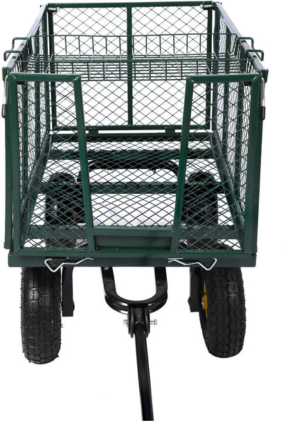 Wiltec transportwagen tot 550 kg met metalen roosters, tuinwagen met afneembaar zeil, handkar met legbord, tuinkar voor gebruik op gras en grind