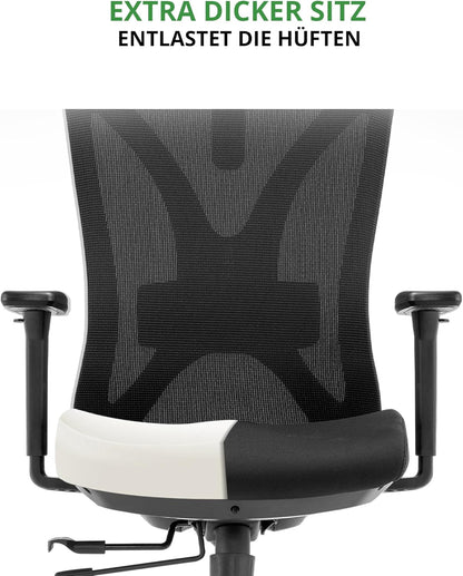 Ergonomische Bureaustoel Voor Volwassenen – Office Chair – Werkstoel – Bureaustoel Zwart – Bureaustoel Met Hoofdsteun – Volledig Verstelbaar – EN-1335 Gecertificeerd