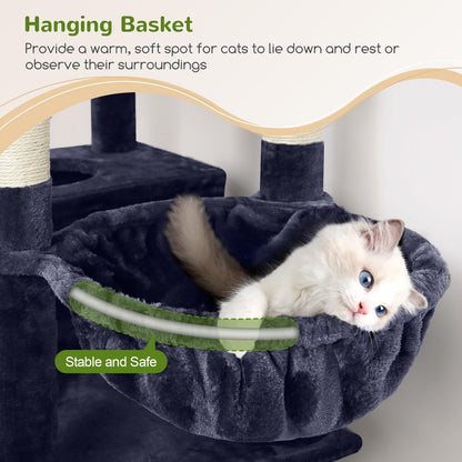 Krabpaal – Kattenboom – Kattenhuis – Kattenmeubel – Krabtoren – 183 cm Hoog – Geschikt Voor Grote Katten 3-5 Stuks – Steviele Basis Met Gevoerd Platform En Zitstang