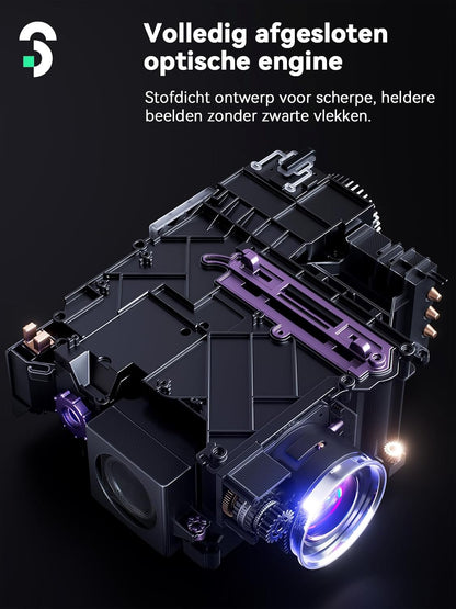 SOOMFON Smart Beamer 4K thuisbioscoop, kleine beamer voor mobiele telefoon, autofocus en trapeziumcorrectie, mini-projector met wifi en Bluetooth met Fire Stick/Smartphone/PS5/thuisbioscoop/outdoor