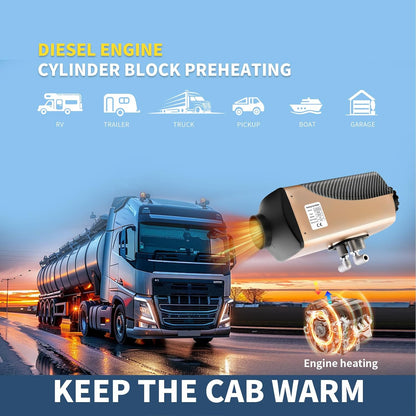 Standkachel Diesel 12V – Dieselverwarming – Dieselkachel Camper – Garageverwarmer – Werkplaatskachel – 7 kW Dual Lucht- en Waterverwarming – Bidirectionele Afstandsbediening Met LCD-Display