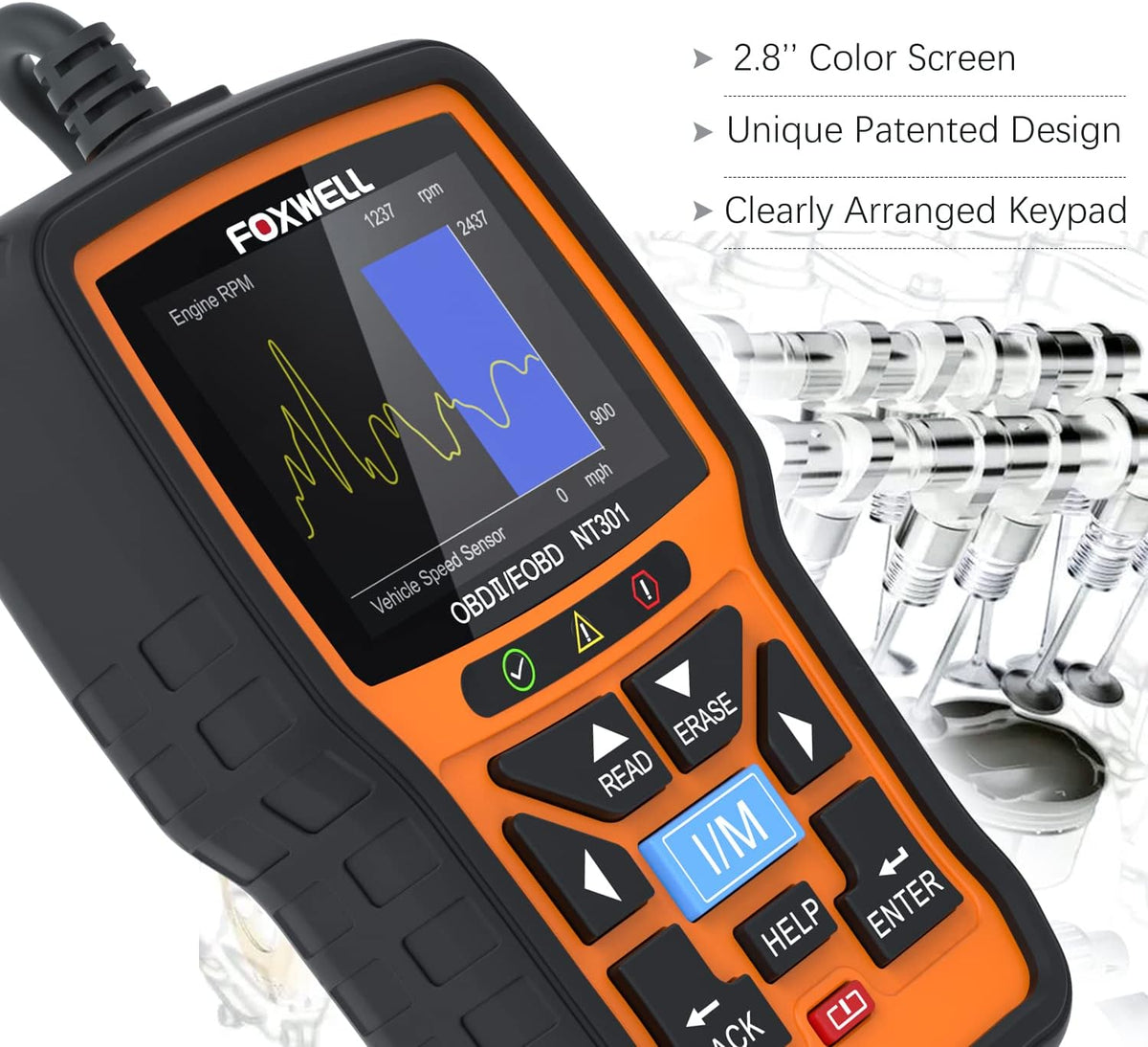 OBD2 Autodiagnose – Foutcode Scanner – Motor Diagnose Tool – Check Engine Reset – 2,8 Inch Kleurenscherm – Ondersteunt O2 Sensor en EVAP Test