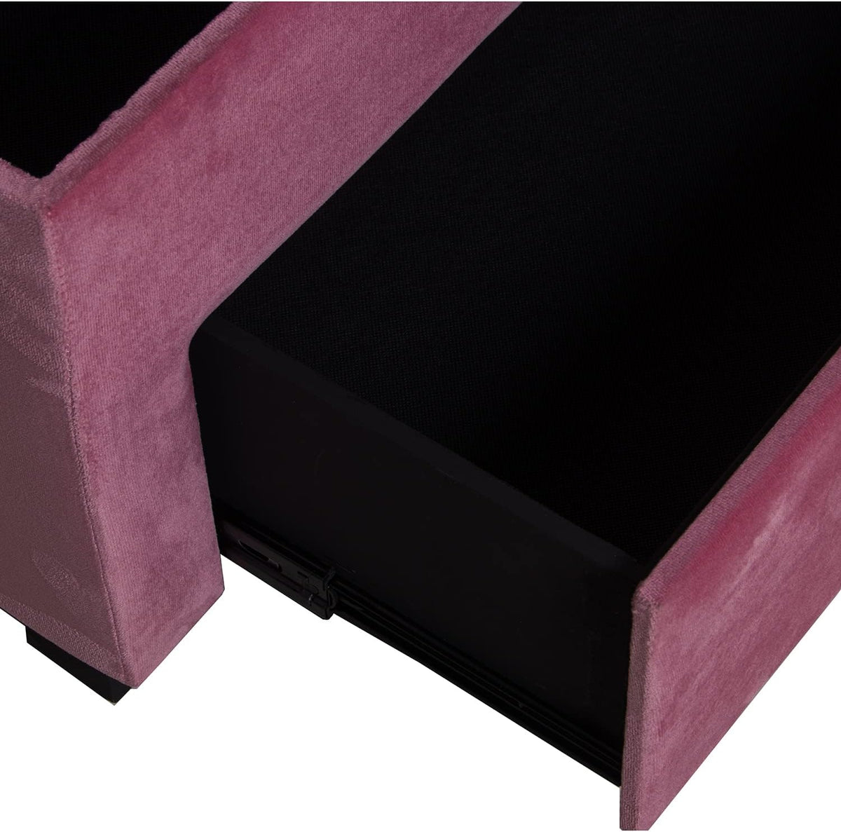 DRW Schoenenrek bed voet van hout en stof in roze 120 x 43 x 45 cm