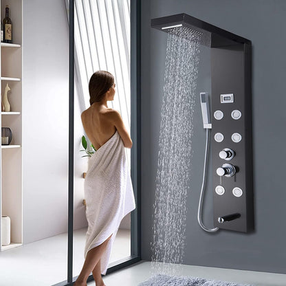 Douchepaneel – Douchekolom – Regendouche – Massagejets – Handdouche – 6 Functies – Roestvrij Staal – Digitaal Temperatuurdisplay