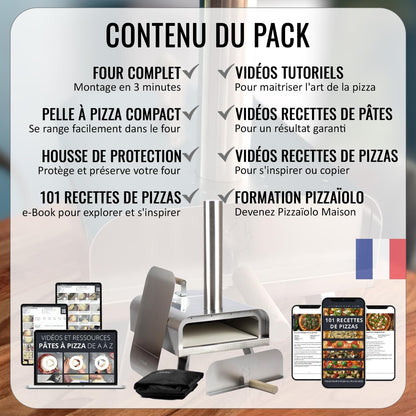 Outdoor pizzaoven op houtvuur ● draagbaar ● dubbel geïsoleerd roestvrij staal ● XXL kookoppervlak ● instelbare luchtstroom ● traditie en moderniteit ● met hoes en schep ● FLAMEOVEN