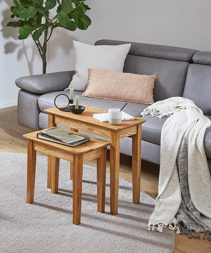 HAKU Bijzettafel eiken, Massief hout - Maat: B 56 cm x H 52 cm x D 30 cm, Stijl: Traditioneel