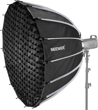 Parabolische Softbox – Softbox – Studio Softbox – Fotografie Softbox – Bowens Softbox – 120 Cm – Quick Release In Minder Dan 15 Seconden – Inclusief 2 Diffusers En Honingraatrooster