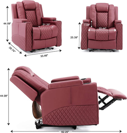 Relaxfauteuil – Relaxstoel – Fauteuil – Elektrische Stoel – TV Stoel – Verstelbaar Elektrisch – Met LED Verlichting – Rood Kunstleer