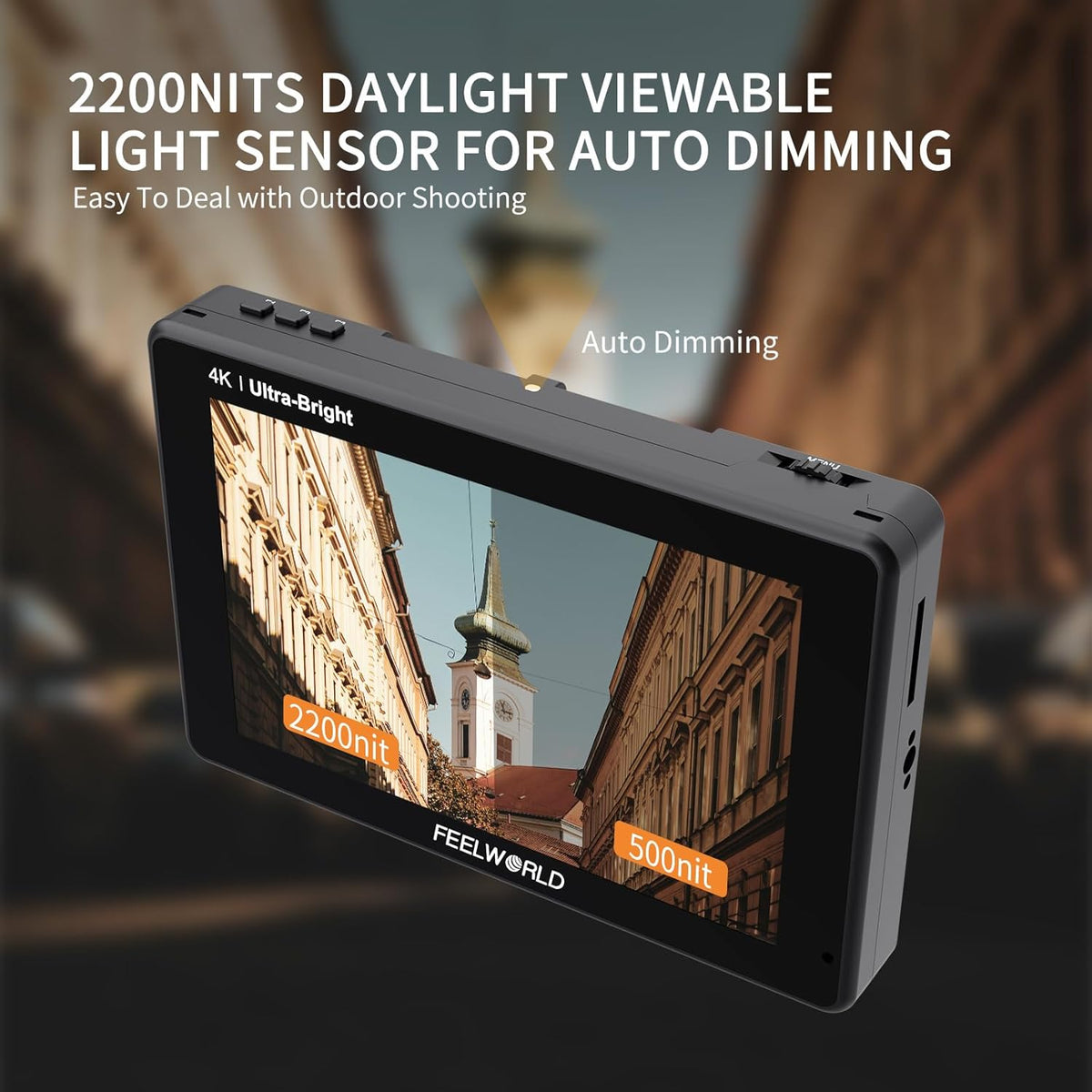 Feelworld LUT7 7 inch 2200nit Ultra Bright 3D Lut Touch Screen DSLR Camera Field Monitor 1920x1200 IPS 4K HDMI DC Output Light Sensor - QUORE