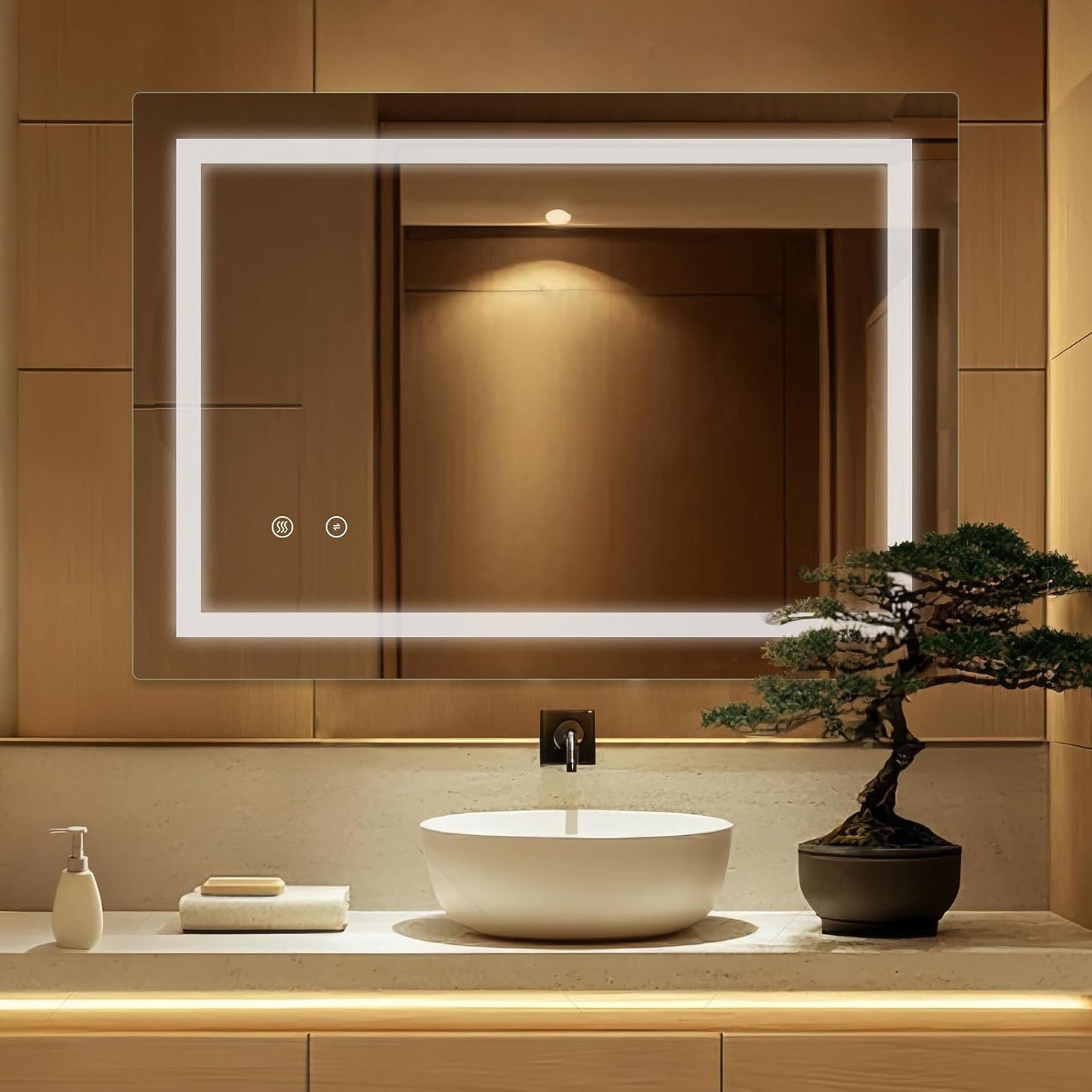 SaniteModar LED Bathroom Mirror 60 x 80 cm, Bathroom Mirror with Anti-Fog Wall Mirror with Light - QUORE