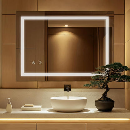 SaniteModar LED Bathroom Mirror 60 x 80 cm, Bathroom Mirror with Anti-Fog Wall Mirror with Light - QUORE