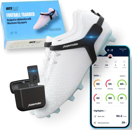CITYPLAY Slimme Voetbaltracker voor Voetbalschoenen door Playermaker, Volg 25+ Statistieken, Inclusief 12 Maanden Toegang tot de CITYPLAY Voetbaltrainingsapp, Geavanceerder dan GPS, Middelgroot