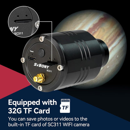 Svbony SC311 WiFi Telescoop Astro Camera op Instapniveau, WiFi 4 Punts Verbinding Oculair Telescoop met IMX662 CMOS Sensor, Elektronisch Oculair met 32GB TF Kaart voor EAA en Planetaire Fotografie