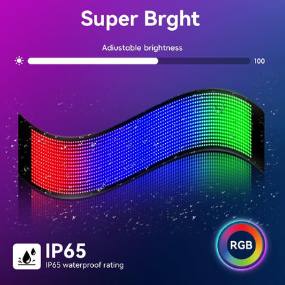 Flexibel led-displaybord, 59 x 12 cm, 2 stuks, programmeerbaar RGB-loopschrift via Bluetooth Smart app, full-colour Devil Eyes Matrix paneel, voor autostyling, bar, reclame, restaurant, winkel