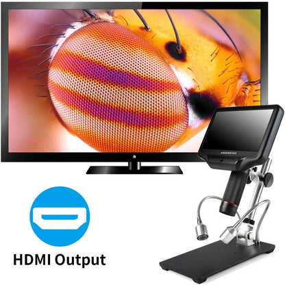 Andonstar AD407 3D HDMI Soldering Digital Microscope met 4MP UHD en 7 inch verstelbare LCD-scherm USB-videomicroscopen voor telefoonreparatie SMT SMD DIY