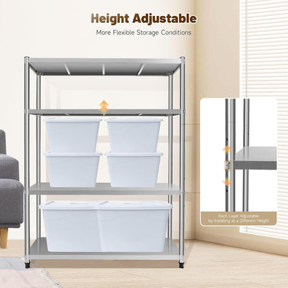 RVS Opslagrek – Metaalrek – Stellingkast – Garage Rek – Kelderrek – 4 Planken – Draagkracht 50 kg – 120x40x150 cm – Roestvrijstaal