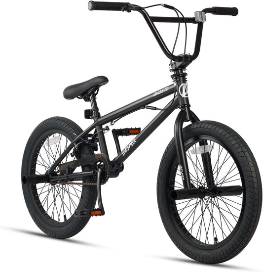 AVASTA Hesper 20 inch kinderfiets, Freestyle BMX, met 4 pegs, fietsen voor 6-14 jaar oude jongens en beginners, zwart