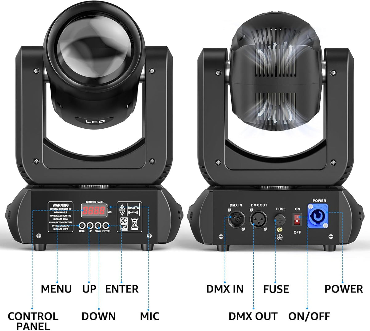 150 W Moving Head LED DMX Podium Licht 8 GOBO Roterende RGBW Spot Beam DJ Licht Geluid Geactiveerde Koplamp voor Kerst Disco Concert Party Bruiloften