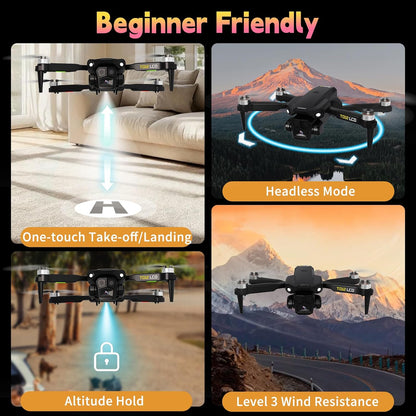 TD12LCD Drone met Camera voor Volwassenen, Drones met Optische Flow-positionering, Borstelloze Motor, LCD-schermtransmissie, Opvouwbare Quadcopter voor Beginners, Minder dan 249g