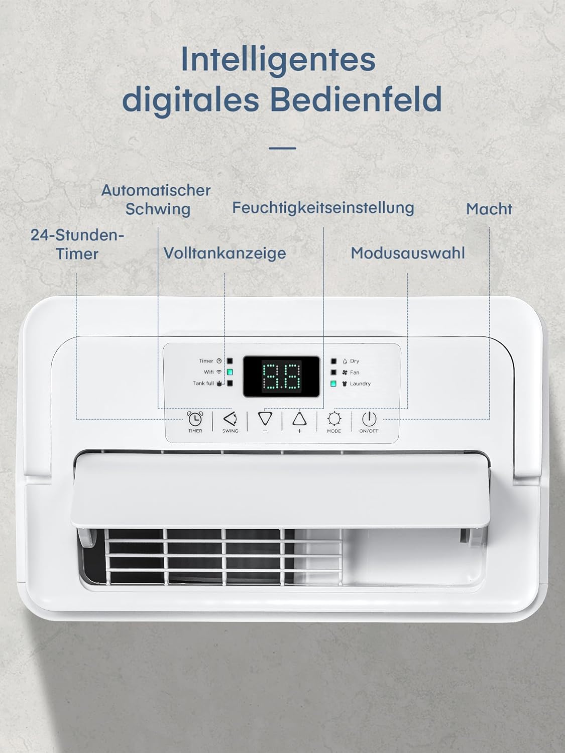 Luchtontvochtiger – Ontvochtiger – Vochtvreter – Kelderontvochtiger – Badkamerontvochtiger – 20 Liter Per Dag – Wifi-App Bediening