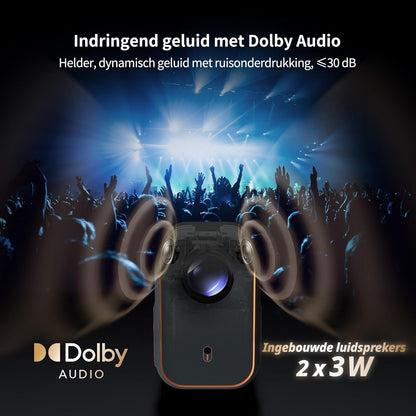 WEMAX Mini Projector【Netflix Gecertificeerd & Google TV】Draagbare Projector【4K Ondersteuning & 1080P Native】Slimme Projector met Dolby Audio, Video Projector met WiFi/Bluetooth voor Home Cinema,Buiten