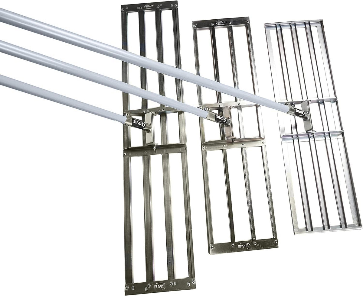 British Manufacturing Solutions 38" breed RVS Levelawn Lute: Premium nivellering hark voor topdressing, zaaien, aarde/zand. Luxe full-length heavy-duty aluminium handgreep. (38" breed)