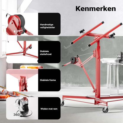 Platenlift XXL set - montagehulp XXL 350 cm + verlengstuk 140 cm - tot max. 465 cm en 68 kg