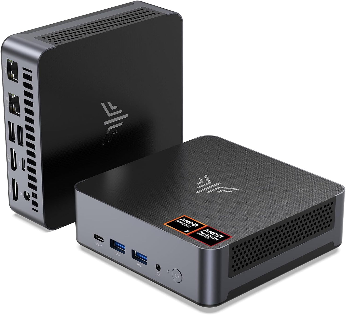 NiPoGi AM21 Mini PC AMD Ryzen 7 8745HS (8C/16T, tot 4,9 GHz), 16GB DDR5 512GB SSD Mini Desktop Computer met W-11 Pro | AMD Radeon 780M | 4K-schermen | WiFi 6 | Dual LAN voor Kantoor, Ontwerp en Gaming
