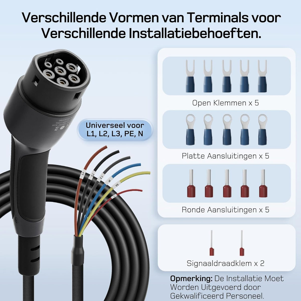 dé Type 2 Oplaadkabel Open Einde 11kW [3-fase|25m|16A] voor Wallbox/Laadstation Vervangingskabel