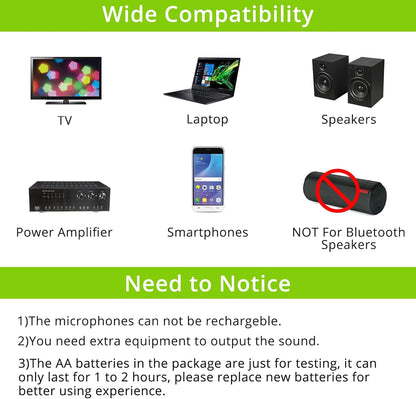 LinKFOR 4-kanaals UHF-microfoonsysteem met 4 draadloze handmicrofoons, 50 x 4 kanalen selecteerbare frequentie, echo, Bluetooth, AUX, ideaal voor DJ, zang, kerk, bruiloften