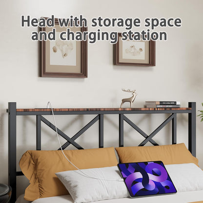 Bed met ledverlichting, modern zwevend bedframe met stopcontact en USB-oplaadfunctie, zwart, 140 x 200 cm